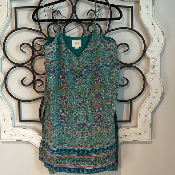 NWOT ANTHROPOLOGIE MAEVE MERET 100% SILK TUNIC TURQUOISE/PINK SIZE 10 - Picture 2 of 13